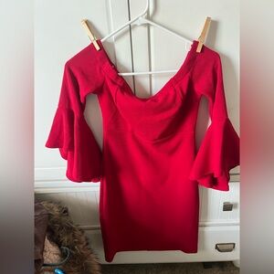 Teeze Me Vibrant Red Long Sleeve Dress